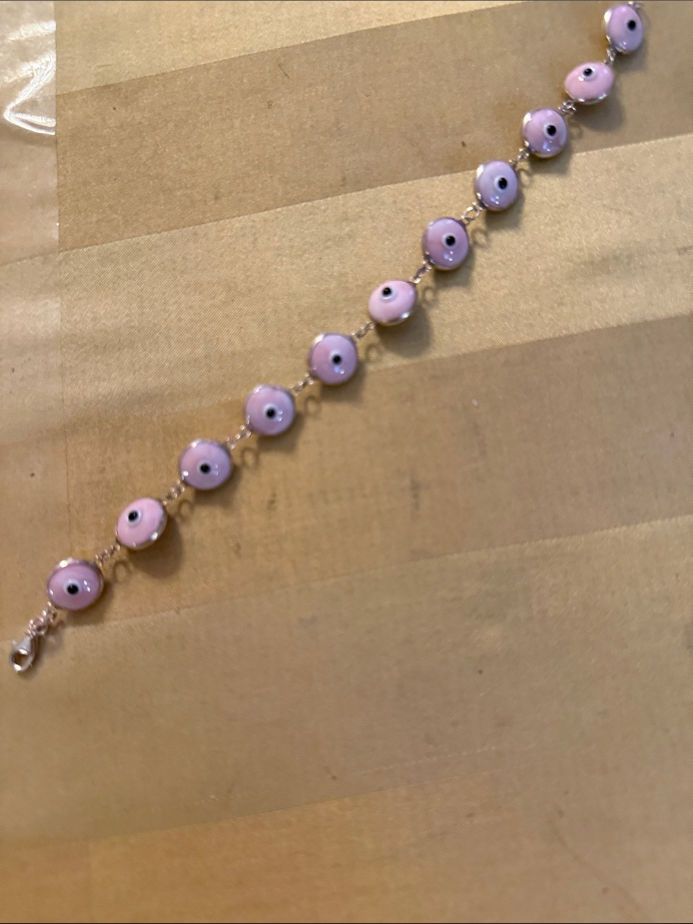 Pink Evil Eye Link Bracelet in Sterling silver